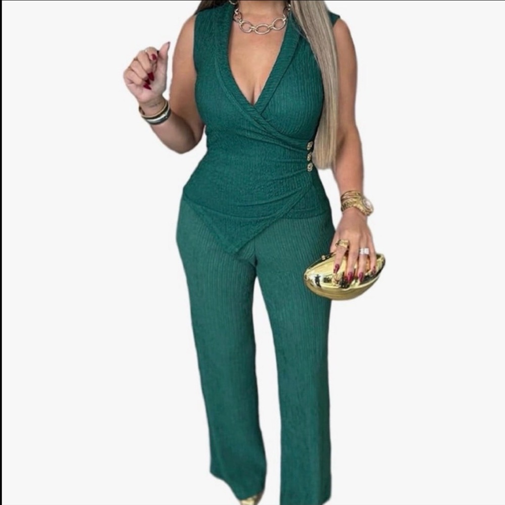Teal Wrap Pant Set